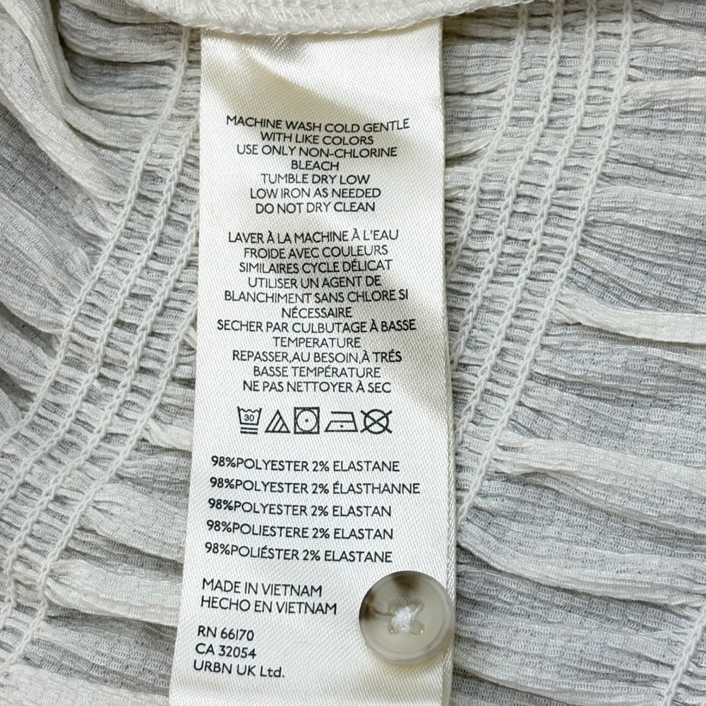 Maeve Anthropologie Smocked Blouse Women SM Ivory Ruffle Button Front Cropped - Picture 7 of 9
